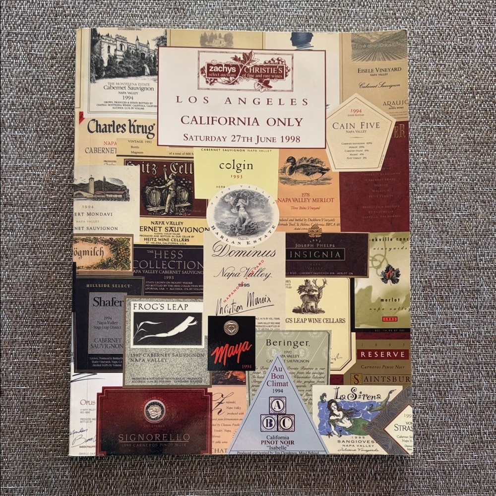 Vintage Collectible Christie's Fine Wine Auction Catalog Los Angeles 1998